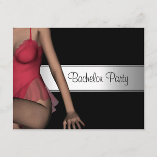 Bachelor Party Black Silver Girl Invitation