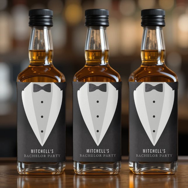 Bachelor Party Black Suit & Bowtie Liquor Bottle Label (Bachelor Party Black Suit & Bowtie Liquor Bottle Label
)