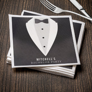 Bachelor Party Black Suit & Bowtie Napkins