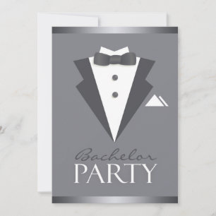 Bachelor Party Black Suit Flat Invitation
