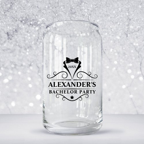 Bachelor Party Black Tie Can Glass