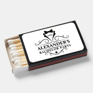 Bachelor Party Black Tie - Choose Text Color Matchboxes