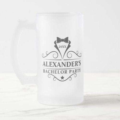 Bachelor Party Black Tie Frosted Glass Beer Mug