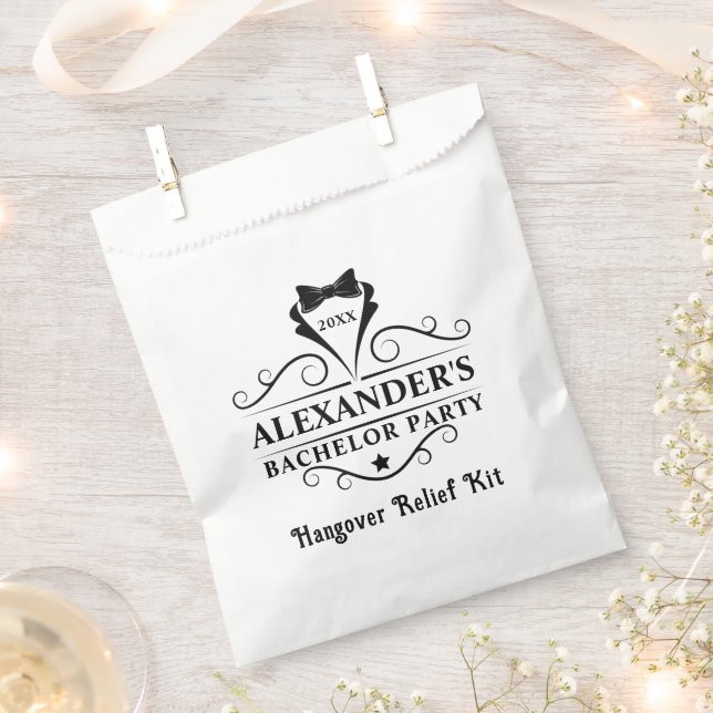 Bachelor Party Black Tie Hangover Favor Bag (Clipped)
