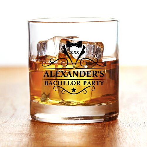 Bachelor Party Black Tie Whiskey Glass