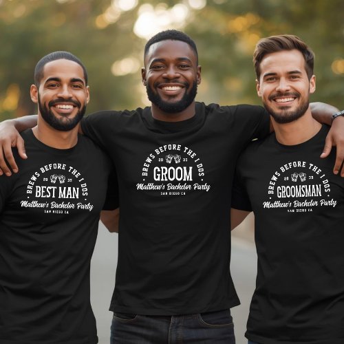 Bachelor Party Brews Before I Dos Beer Best Man T-Shirt
