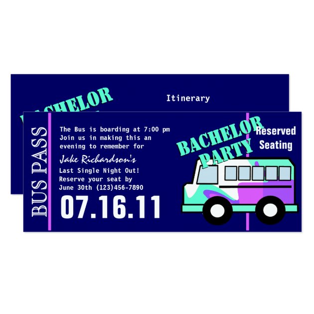 Bachelor Party Bus Pass Invitation
