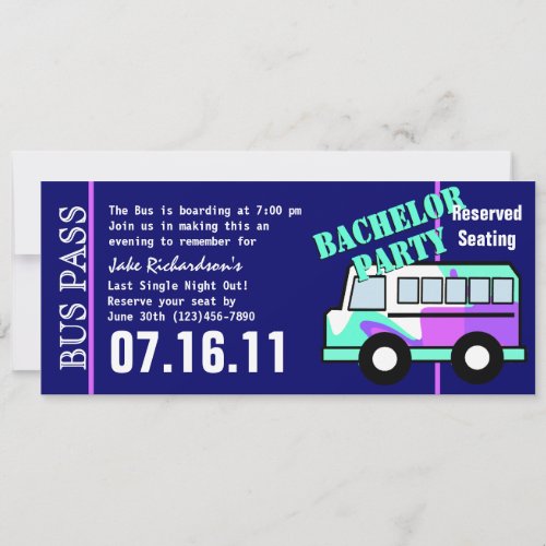 Bachelor Party Bus Pass Personalized Announcement