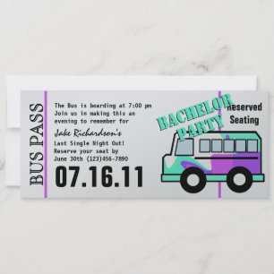 Bachelor Party Bus Pass Invitation