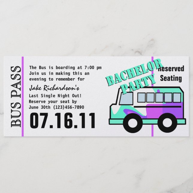 Bachelor Party Bus Pass Program (Front)
