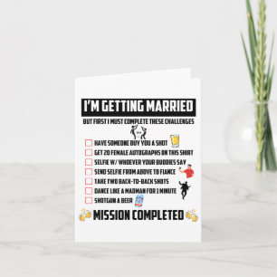 Bachelor Party Challenges - Funny Groom Challenge  Card