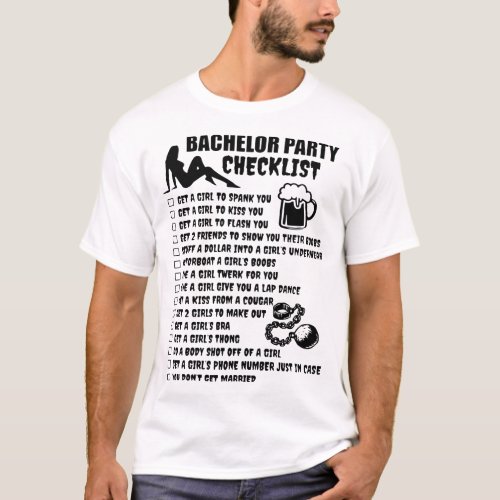 bachelor party checklist friend T_Shirt