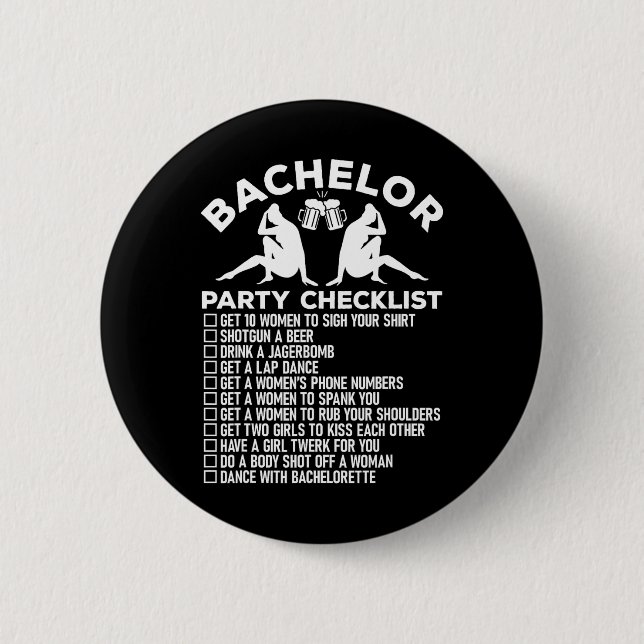 Bachelor Party Checklist Funny Groomsmen Groom Squ Button (Front)