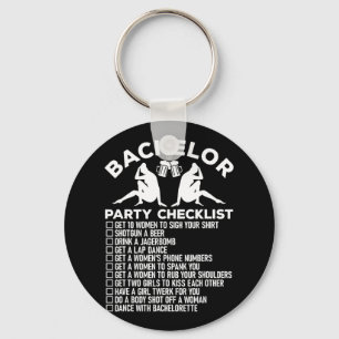 Bachelor Party Checklist Funny Groomsmen Groom Squ Keychain