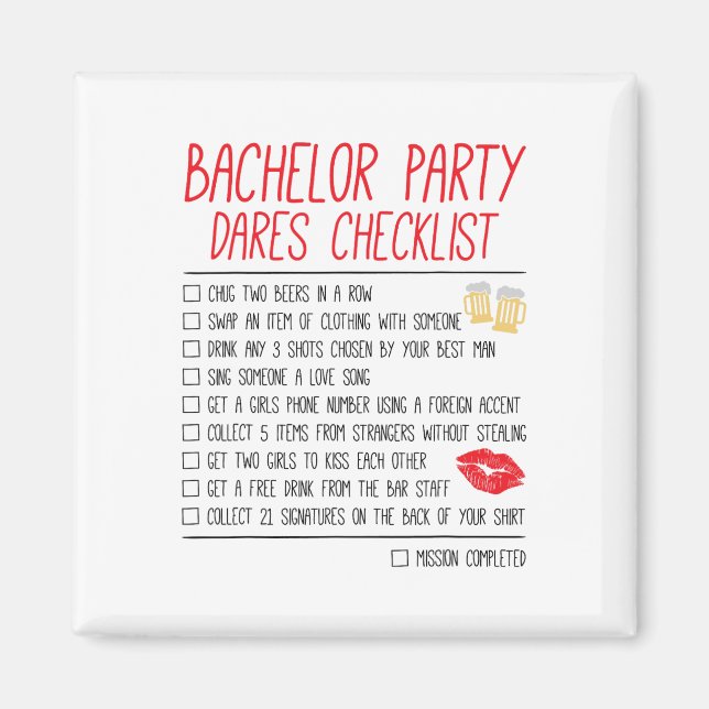 Bachelor Party Checklist Funny Wedding Groom  Magnet (Front)