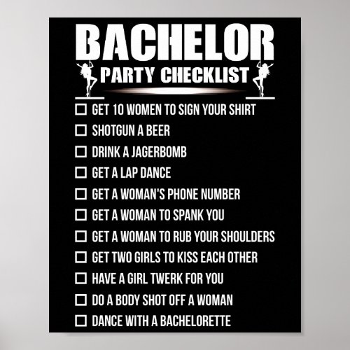 Bachelor Party Checklist Getting Married Poster