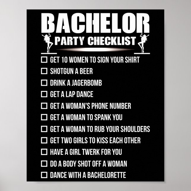 Bachelor Party Checklist Getting Married Poster (Front)