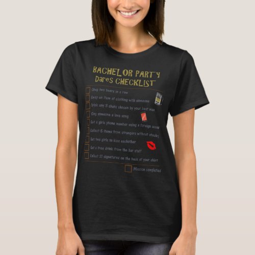 Bachelor Party Checklist  Grooms Stag Night Fun Da T_Shirt