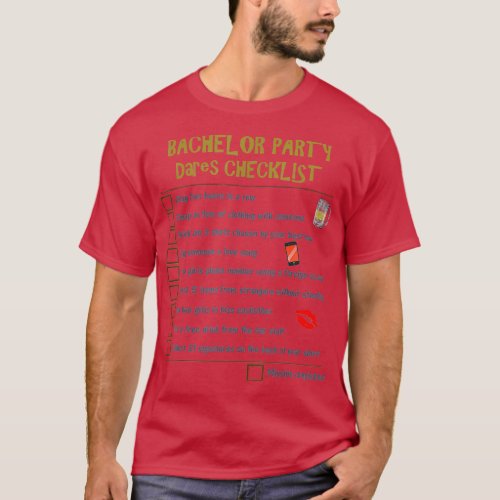 Bachelor Party Checklist Grooms Stag Night Fun Dar T_Shirt