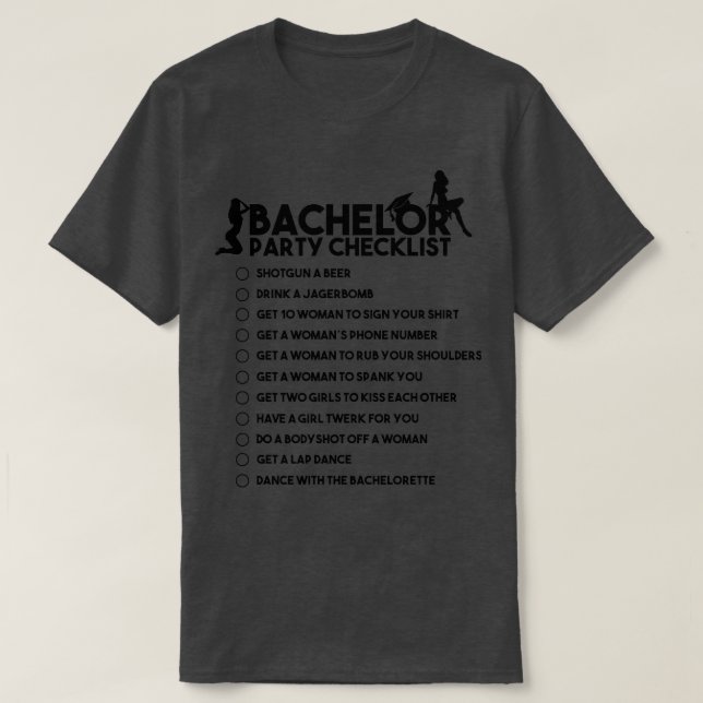 Bachelor Party Checklist JGA Bridegroom Rumble 1 T-Shirt (Design Front)