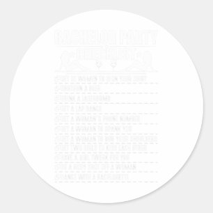 Bachelor Party Checklist Stag Groom Gag Mens Funny Classic Round Sticker