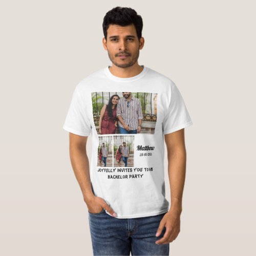 Bachelor Party custom 3 Photo Collage  T_Shirt