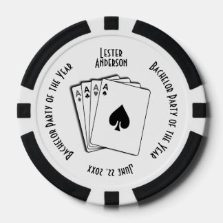 Bachelor Party Custom Memento Black and White Poker Chips