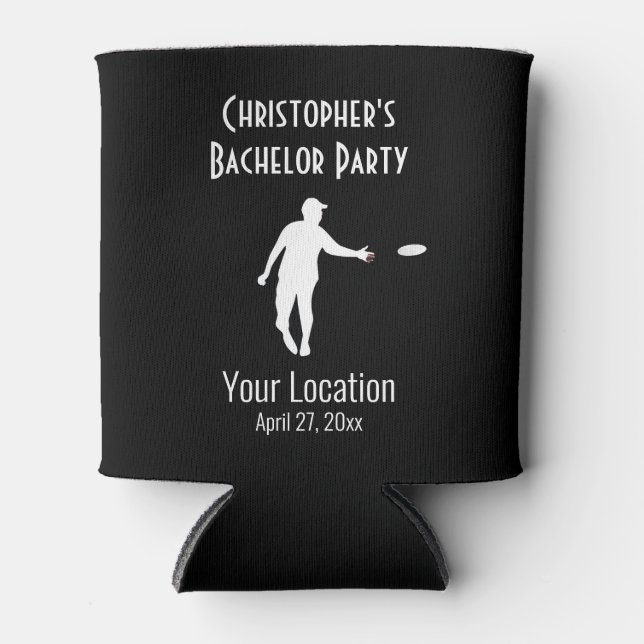Bachelor Party Disc Golf Wedding Favor Can Cooler (Front)