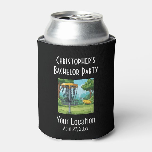 Bachelor Party Disc Golf Wedding Favor Can Cooler (Can Front)