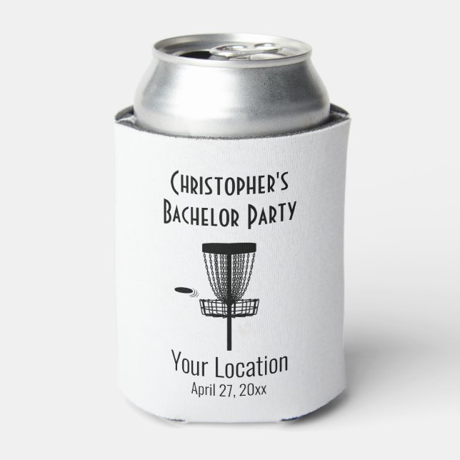 Bachelor Party Disc Golf Wedding Favor Can Cooler (Can Front)