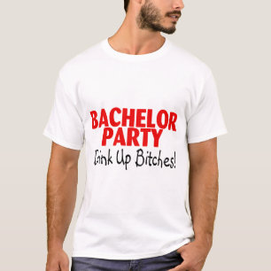 Bachelor Party Drink Up Red Black T-Shirt