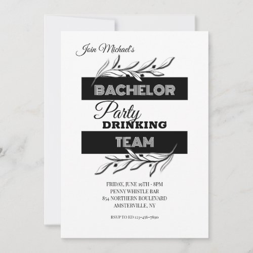 Bachelor Party Drinking Team Invitation
