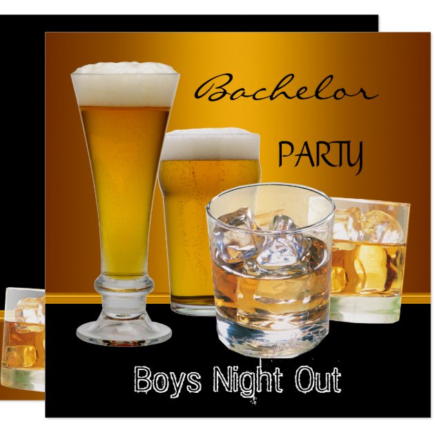 Bachelor Party Drinks Beer Boys Night Out, Invitation