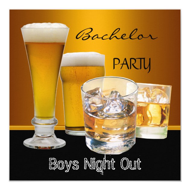 Bachelor Party Drinks Beer Boys Night Out, Invitation