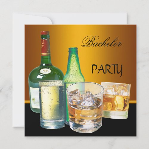 Bachelor Party Drinks Bottles Custom Invitations