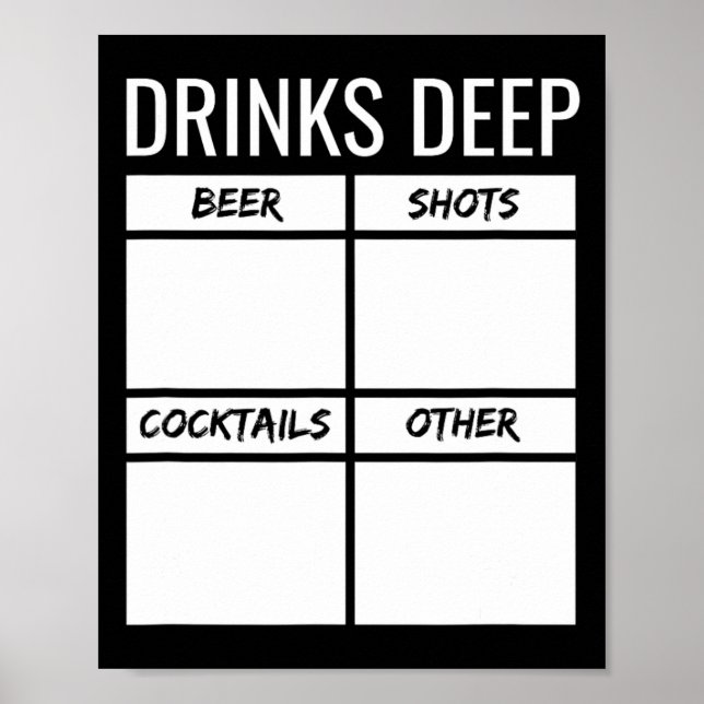 Bachelor Party Drinks Deep Drinking Tally Chart Be (Front)