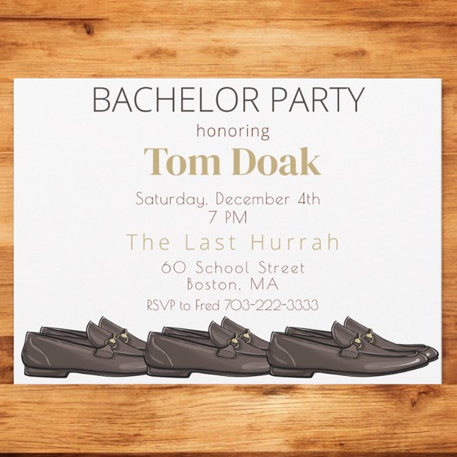 Bachelor Party Fashion Men's Shoes Invitation (Creator Uploaded)
