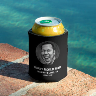 Bachelor Party Favor Custom Groom Face Photo  Can Cooler