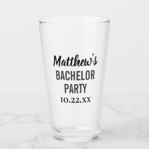 Bachelor Party Favor Modern Typography Beer Pint Glass
