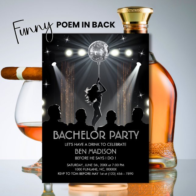 BACHELOR PARTY - Funny Stag Vegas Classy POEM Invitation (BACHELOR PARTY - Funny Vegas Night Classy Funny POEM Invitation)