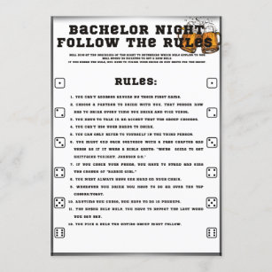 Bachelor Party Game, Follow the Rules, Invitation