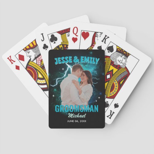 Bachelor Party Gift Custom Photo Retro Bootleg Y2K Poker Cards
