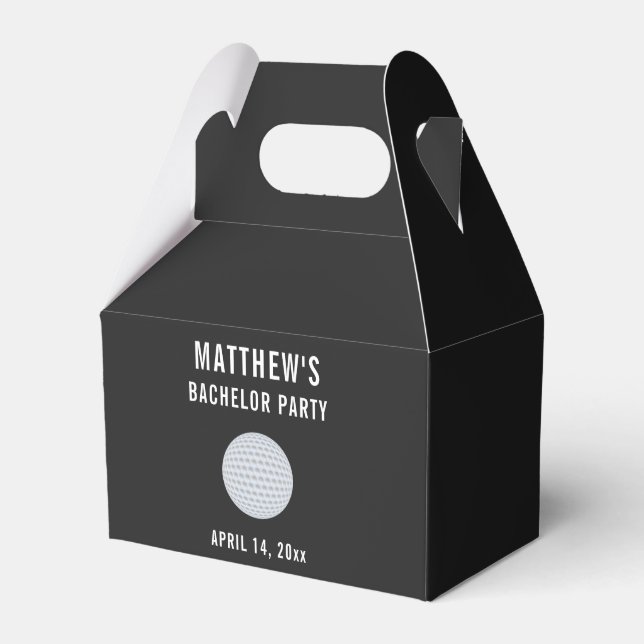 Bachelor Party Golf Ball Wedding Favor Boxes (Front Side)