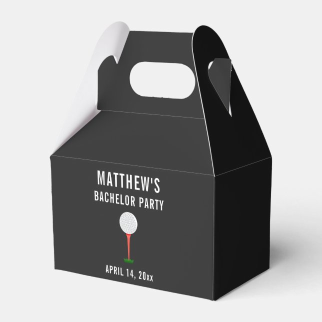 Bachelor Party Golf Ball Wedding Favor Boxes (Front Side)
