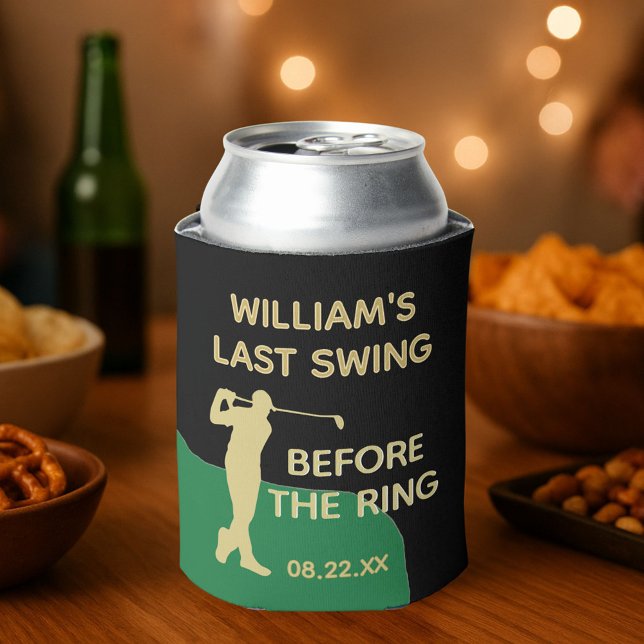 Bachelor Party Golfer Name Date Last Swing  Can Cooler (Creator Uploaded)