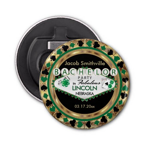 Bachelor Party Green Poker Chip Bottle Opener