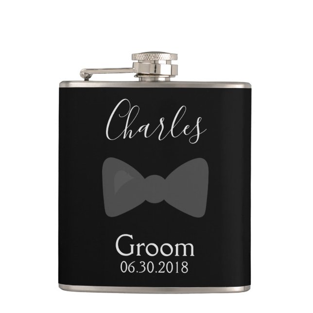 Bachelor party Groom Bow Tie Flask (Front)