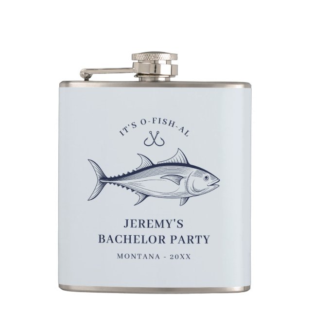 Bachelor Party Groom Fishing Party Flask (Front)
