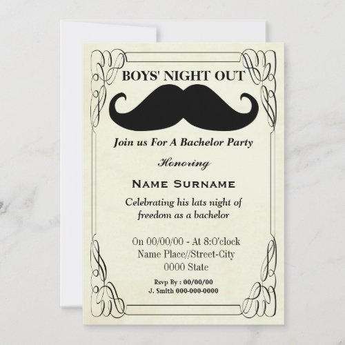 bachelor partygroom showerstag party invitation