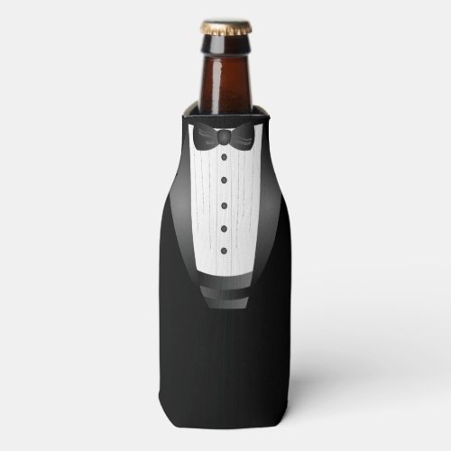 Bachelor Party Groomsman Team Groom black tuxedo Bottle Cooler